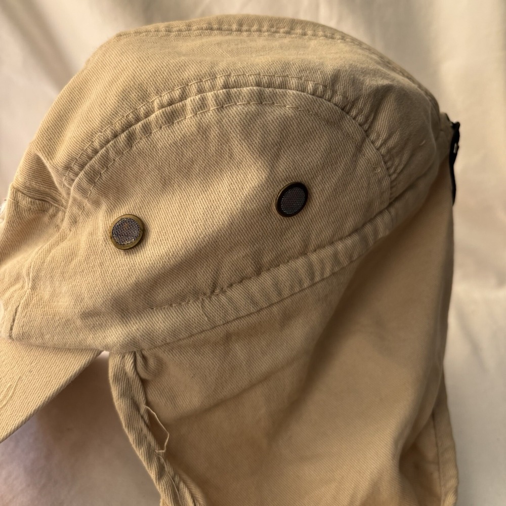 Ear Flap Sun Hat Neck Cover Baseball Cap Visor US 66 Beige spots on brim - Picture 4 of 11